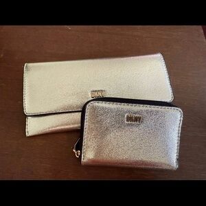 DKNY Silver Wallet and Clutch Duo